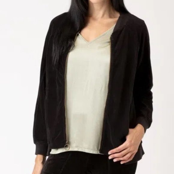 XCVI Olek Velour Zip Up Bomber Jacket - Picture 1 of 11